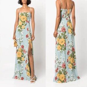 Reformation Ingrid Floral Print Maxi Dress Size 6 Florist Blue Worn Once